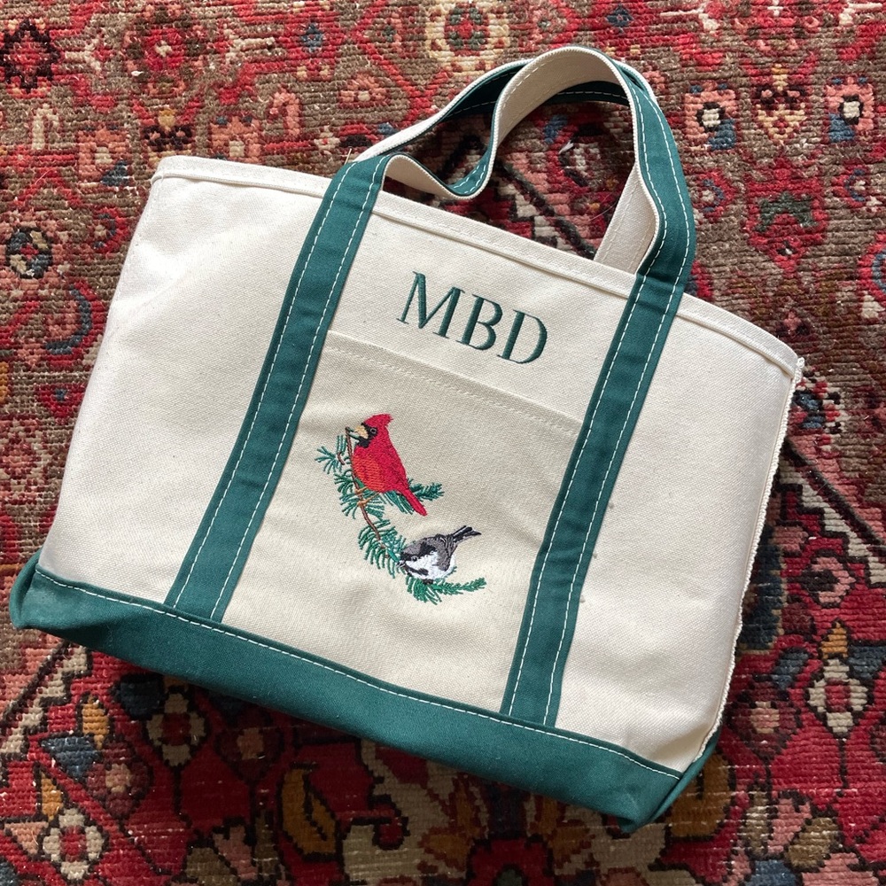 L.L. Bean green and white boat and tote bag